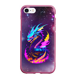 Чехол iPhone 7/8 матовый Space dragon - neon glow - neural network