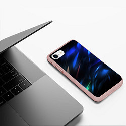 Чехол iPhone 7/8 матовый Blue abstract background, цвет: 3D-светло-розовый — фото 2