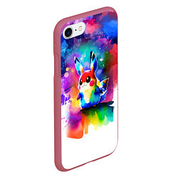 Чехол iPhone 7/8 матовый Акварельный пикачу - живопись, цвет: 3D-малиновый — фото 2