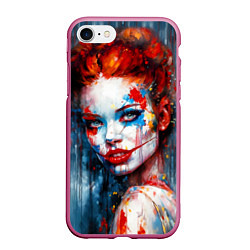 Чехол iPhone 7/8 матовый Clown girl, цвет: 3D-малиновый