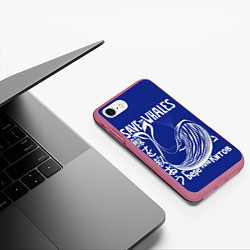 Чехол iPhone 7/8 матовый Берегите китов, цвет: 3D-малиновый — фото 2