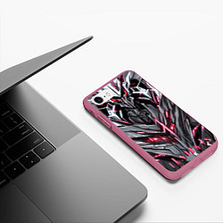 Чехол iPhone 7/8 матовый Красная кибер броня, цвет: 3D-малиновый — фото 2