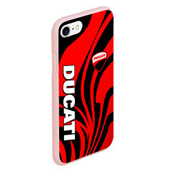 Чехол iPhone 7/8 матовый Ducati - red stripes, цвет: 3D-светло-розовый — фото 2