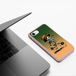 Чехол iPhone 7/8 матовый Funny skeleton - halloween - neural network, цвет: 3D-светло-розовый — фото 2