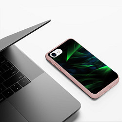 Чехол iPhone 7/8 матовый Dark green background, цвет: 3D-светло-розовый — фото 2