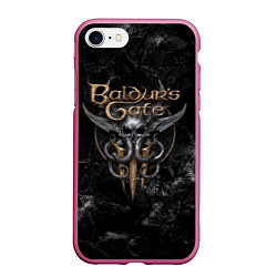 Чехол iPhone 7/8 матовый Baldurs Gate 3 dark logo, цвет: 3D-малиновый