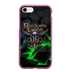 Чехол iPhone 7/8 матовый Baldurs Gate 3 black blue neon