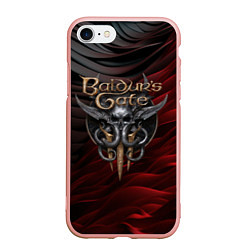 Чехол iPhone 7/8 матовый Baldurs Gate 3 logo dark red black