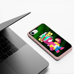 Чехол iPhone 7/8 матовый Doug Brawl stars dark green, цвет: 3D-светло-розовый — фото 2