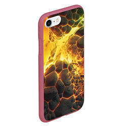 Чехол iPhone 7/8 матовый Разлом плит из лавы, цвет: 3D-малиновый — фото 2