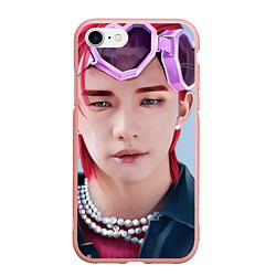 Чехол iPhone 7/8 матовый Красавчик Хёнджин - Stray Kids, цвет: 3D-светло-розовый