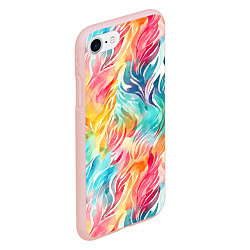 Чехол iPhone 7/8 матовый Акварельные листья паттерн, цвет: 3D-светло-розовый — фото 2