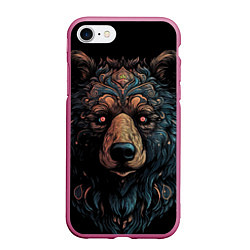 Чехол iPhone 7/8 матовый Медведь из узоров, цвет: 3D-малиновый