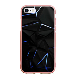 Чехол iPhone 7/8 матовый Black texture neon line, цвет: 3D-светло-розовый
