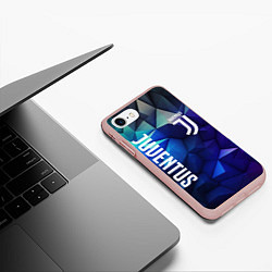 Чехол iPhone 7/8 матовый Juventus logo blue, цвет: 3D-светло-розовый — фото 2