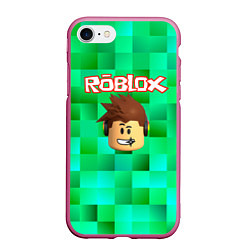 Чехол iPhone 7/8 матовый Roblox head на пиксельном фоне
