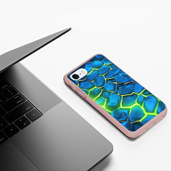 Чехол iPhone 7/8 матовый Green blue neon, цвет: 3D-светло-розовый — фото 2