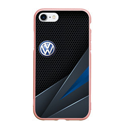 Чехол iPhone 7/8 матовый Фольцваген - синяя броня, цвет: 3D-светло-розовый