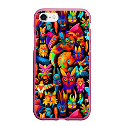 Чехол iPhone 7/8 матовый Мифические монстрики, цвет: 3D-малиновый