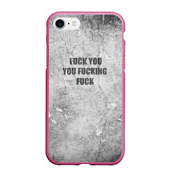 Чехол iPhone 7/8 матовый F*ck you you F*cking F*ck на стене, цвет: 3D-малиновый