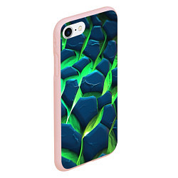 Чехол iPhone 7/8 матовый Разломленные зеленые плиты, цвет: 3D-светло-розовый — фото 2