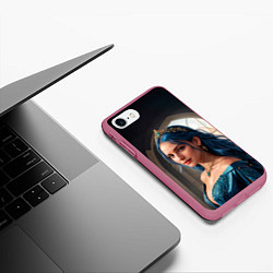 Чехол iPhone 7/8 матовый Девушка принцесса с синими волосами, цвет: 3D-малиновый — фото 2