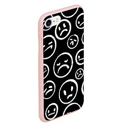 Чехол iPhone 7/8 матовый Грустные черно-белые смайлики, цвет: 3D-светло-розовый — фото 2