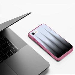Чехол iPhone 7/8 матовый Черный полосатый градиент, цвет: 3D-малиновый — фото 2