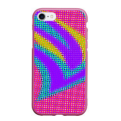 Чехол iPhone 7/8 матовый Круглые пиксели, цвет: 3D-малиновый