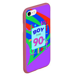 Чехол iPhone 7/8 матовый Мальчик из 90-х, цвет: 3D-малиновый — фото 2