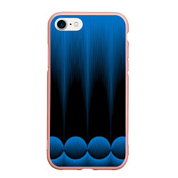 Чехол iPhone 7/8 матовый Сине-черный градиент в полоску, цвет: 3D-светло-розовый