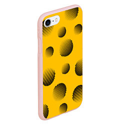 Чехол iPhone 7/8 матовый Объемные черные шары на оранжевом поле, цвет: 3D-светло-розовый — фото 2