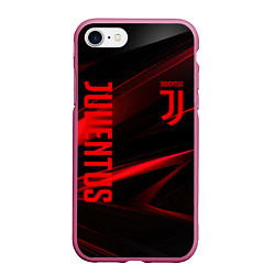 Чехол iPhone 7/8 матовый Juventus black red logo, цвет: 3D-малиновый