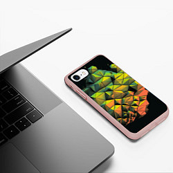 Чехол iPhone 7/8 матовый Зеленая кубическая абстракция, цвет: 3D-светло-розовый — фото 2