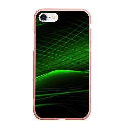 Чехол iPhone 7/8 матовый Green lines black backgrouns