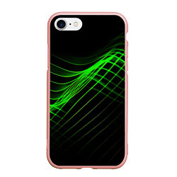 Чехол iPhone 7/8 матовый Зеленые яркие линии, цвет: 3D-светло-розовый