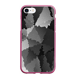 Чехол iPhone 7/8 матовый Мозаичный узор в серых оттенках, цвет: 3D-малиновый