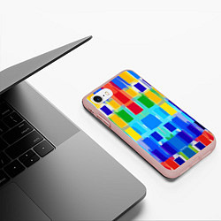 Чехол iPhone 7/8 матовый Colorful strips - pop art - vogue, цвет: 3D-светло-розовый — фото 2