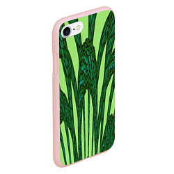 Чехол iPhone 7/8 матовый Зеленый растительный мотив, цвет: 3D-светло-розовый — фото 2