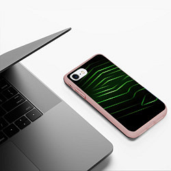 Чехол iPhone 7/8 матовый Green abstract dark background, цвет: 3D-светло-розовый — фото 2