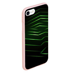 Чехол iPhone 7/8 матовый Green abstract dark background, цвет: 3D-светло-розовый — фото 2