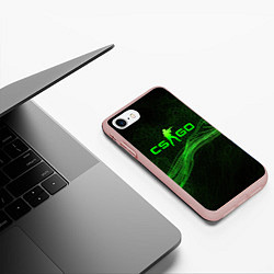 Чехол iPhone 7/8 матовый CSGO green abstract, цвет: 3D-светло-розовый — фото 2