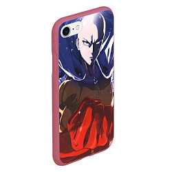 Чехол iPhone 7/8 матовый One Punch Man Сайтама, цвет: 3D-малиновый — фото 2