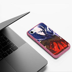 Чехол iPhone 7/8 матовый One Punch Man Сайтама, цвет: 3D-малиновый — фото 2