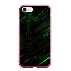 Чехол iPhone 7/8 матовый Dark black green abstract, цвет: 3D-малиновый