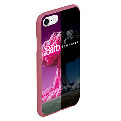 Чехол iPhone 7/8 матовый Barbenheimer - meme - nuclear explosion, цвет: 3D-малиновый — фото 2