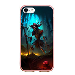 Чехол iPhone 7/8 матовый Скелет в мрачном лесу, цвет: 3D-светло-розовый