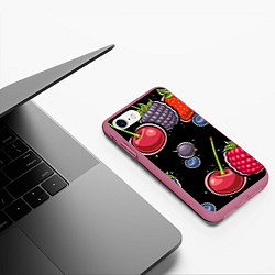 Чехол iPhone 7/8 матовый Плоды и ягоды, цвет: 3D-малиновый — фото 2