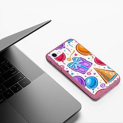 Чехол iPhone 7/8 матовый Вечеринка, цвет: 3D-малиновый — фото 2