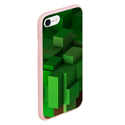 Чехол iPhone 7/8 матовый Зелёный блоковый паттерн, цвет: 3D-светло-розовый — фото 2